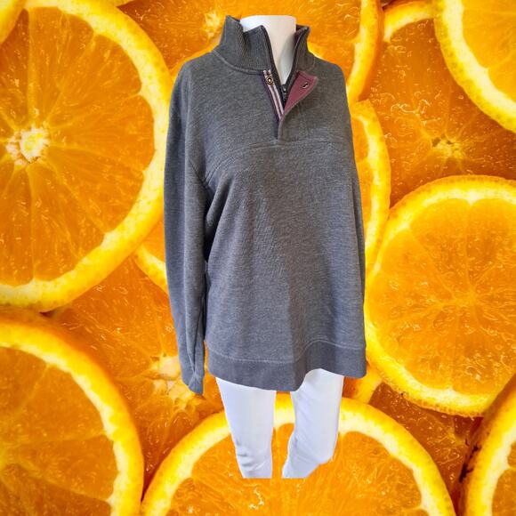 Orvis 1/4 Zip and Button‎ Gray Pullover Sweatshirt Size Medium - Picture 1 of 9